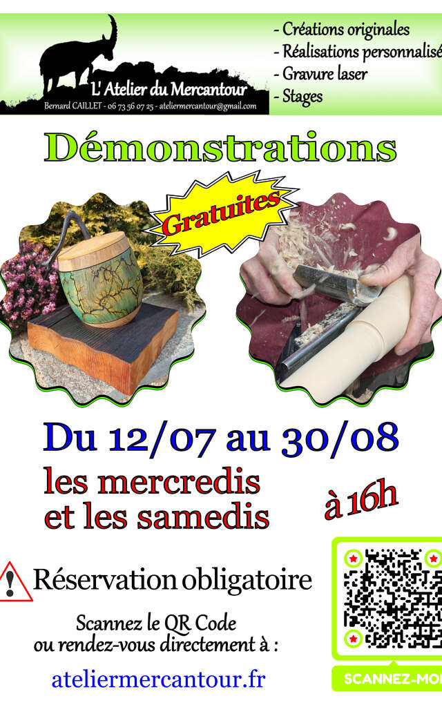 Démonstrations Gratuites Tournage sur bois et Gravure laser